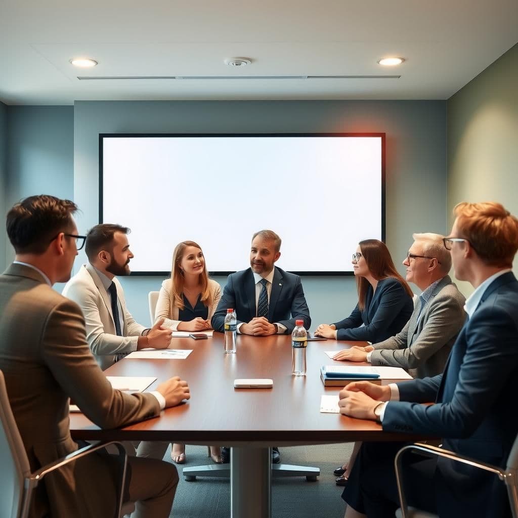 Business meeting with professionals discussing in a conference room